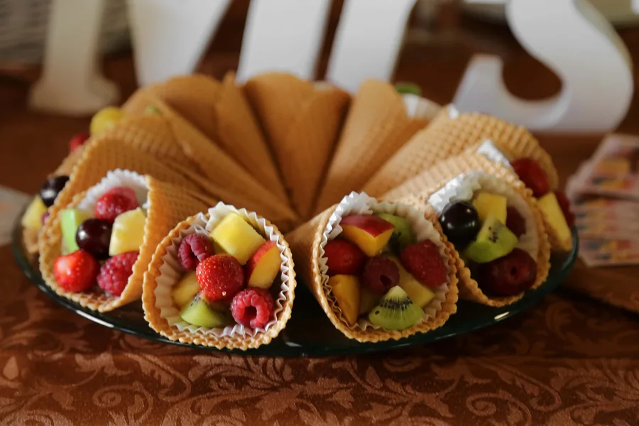 Fruit in Waffle Cones