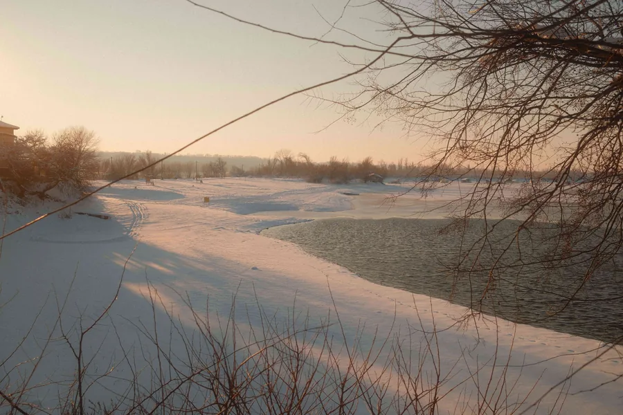 Frozen Lake at Dusk