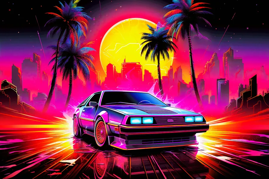 Neon Sports Car