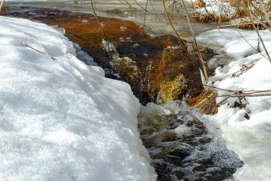 Meltwater Between Snowbanks
